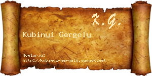Kubinyi Gergely névjegykártya